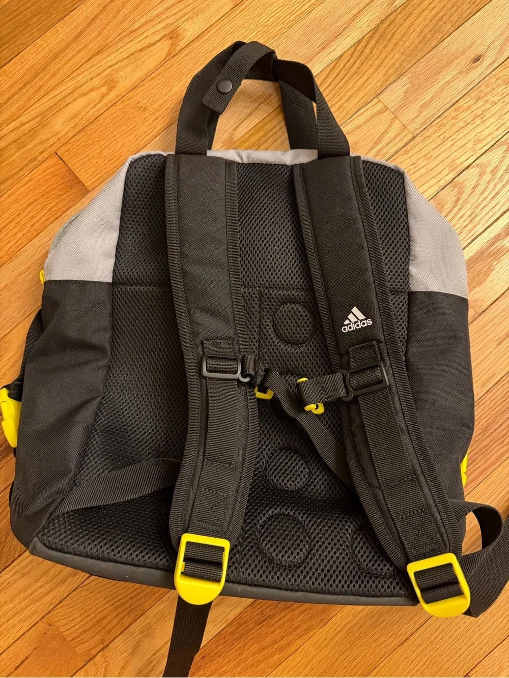 adidas Kids Black & Gray Backpack with Yellow Accents